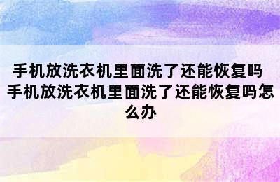 手机放洗衣机里面洗了还能恢复吗 手机放洗衣机里面洗了还能恢复吗怎么办